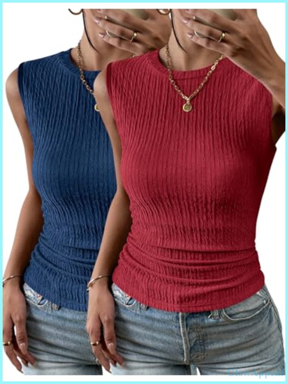 Women's High Neck Ribbed Knit Tank Top Slim Fit Sleeveless Basic Top